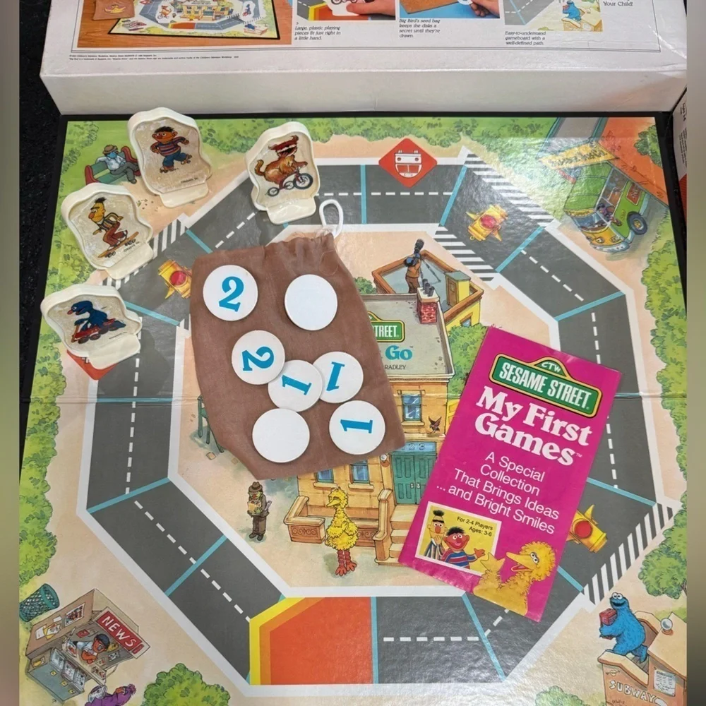 Vintage 1986 Milton Bradley Sesame Street “My First Games Stop & Go Game”